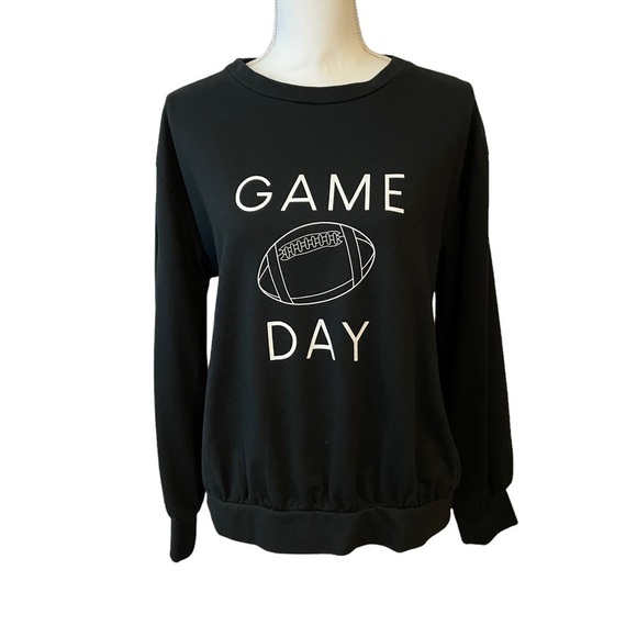 Vince Camuto Black Game Day Soft Sweatshirt Long Sleeve White Football Logo. M - Picture 1 of 9